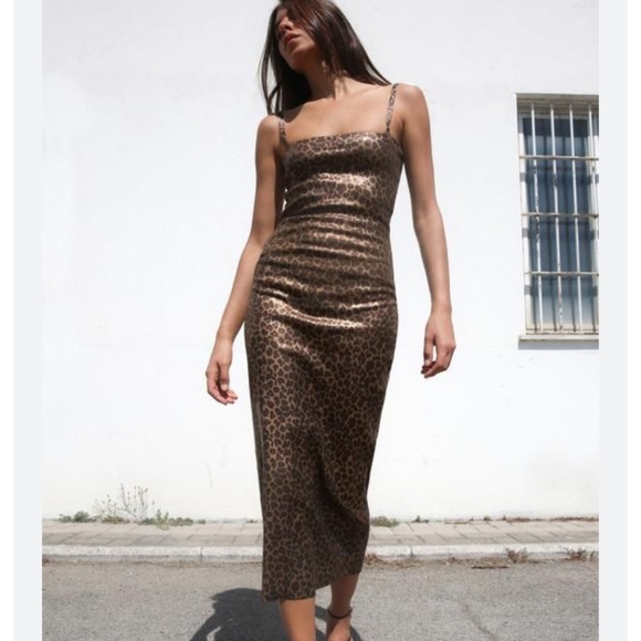 NWT Zara Knit Foil Dress Sz. L - Picture 1 of 3